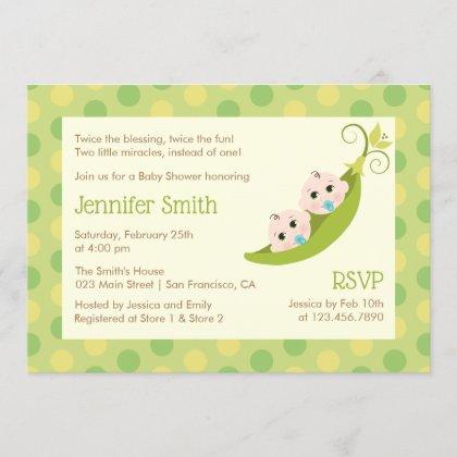Twin Boys Baby Shower Invitation Two Peas In A Pod