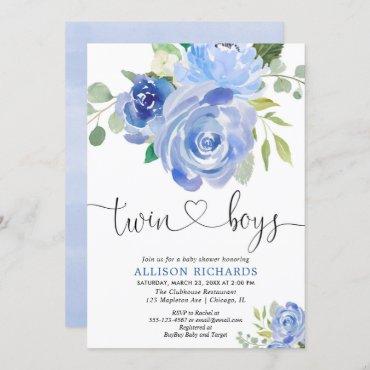 Twin boys baby shower navy green floral