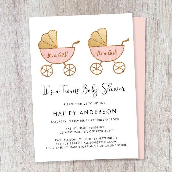 Twin Girls Carriage Watercolor