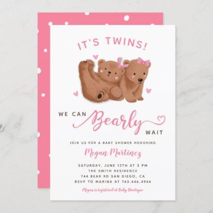 Twin Girls Cub Bear Baby Shower