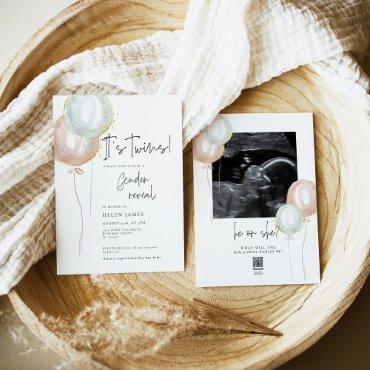 TWIN Pink & Blue Balloon Gender Reveal