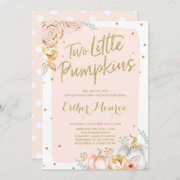 Twin Pumpkin Baby Shower Invitation Pink And Gold