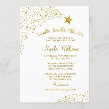 Twinkle Little Shooting Star Faux Gold Baby Shower Invitation