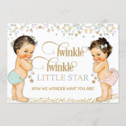 Twinkle Little Star Baby Gender Reveal Invitation