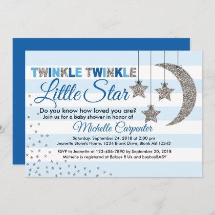 twinkle little star baby shower invitation for boy