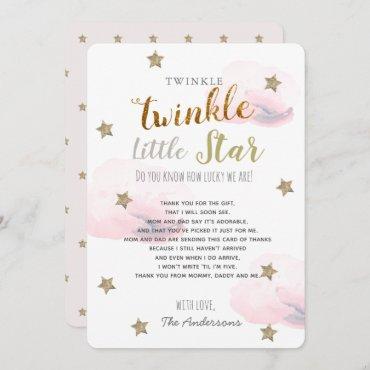 Twinkle Little Star Baby Shower Pink Thank You
