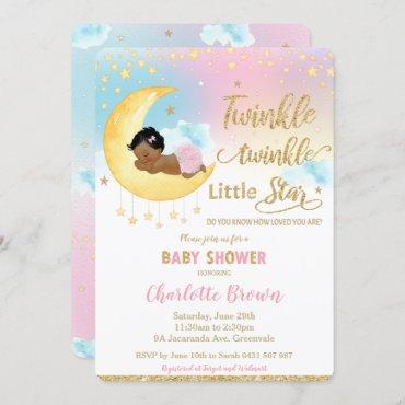 Twinkle Little Star Cute Little Girl Baby Shower Invitation