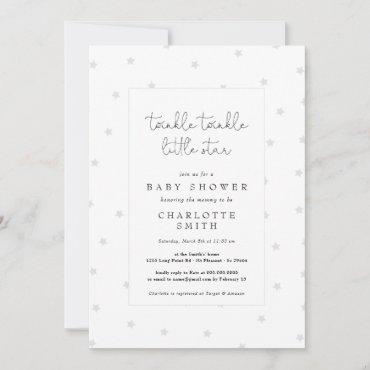 Twinkle Little Star  Elegant Baby Shower Grey  Invitation