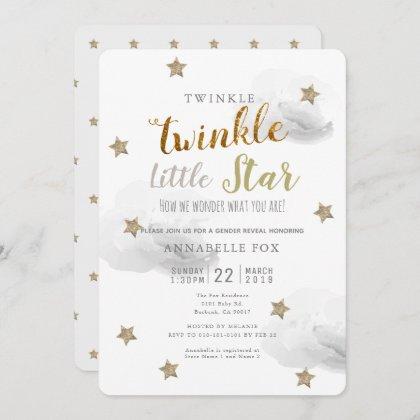 Twinkle Little Star Gender Reveal Baby Shower Invitation