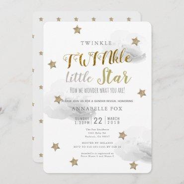 TWINkle Little Star Gender Reveal Baby Shower Invitation