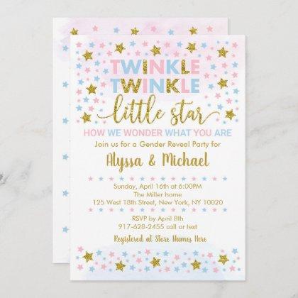 Twinkle Little Star Gender Reveal Invitation