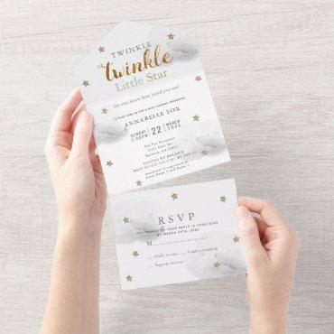 Twinkle Little Star Gray RSVP Baby Shower All In O All In One