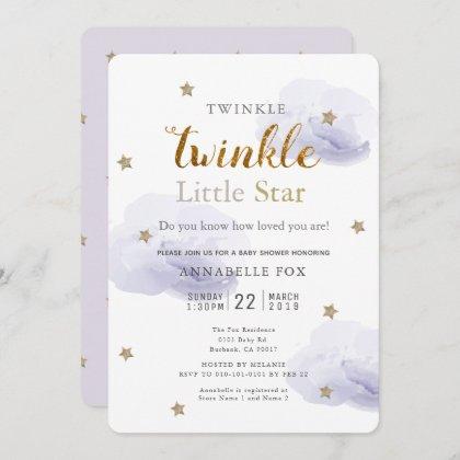 Twinkle Little Star Lavender Baby Shower Invitation