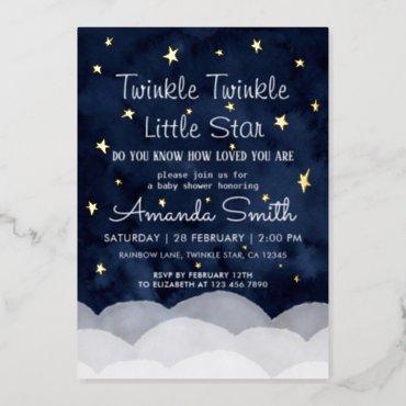 Twinkle Little Star Whimsical Baby Shower  Foil
