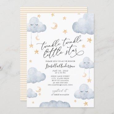 Twinkle Little Star Yellow Stripes Baby Shower  Invitation