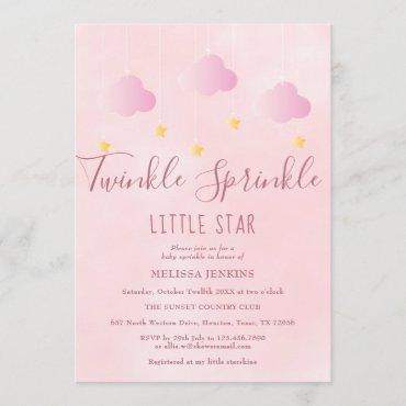 Twinkle Sprinkle Little Star Baby Shower Girl Pink Invitation