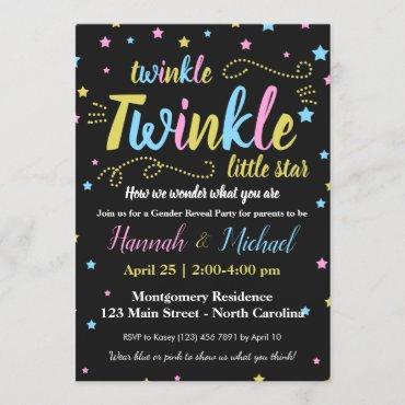 Twinkle Twinkle Gender Little Star Reveal RSVP Invitation