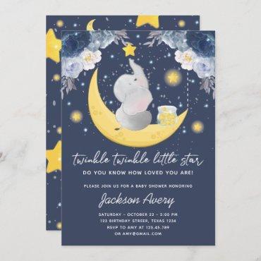 Twinkle Twinkle Little Star Baby Boy Baby Shower Invitation