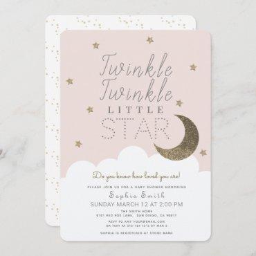 Twinkle Twinkle Little Star Blush Pink Baby Shower Invitation
