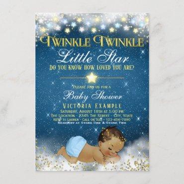 Twinkle Twinkle Little Star Ethnic Baby Boy Shower Invitation