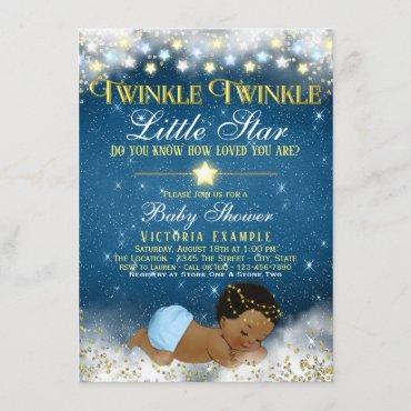 Twinkle Twinkle Little Star Ethnic Boy Baby Shower Invitation