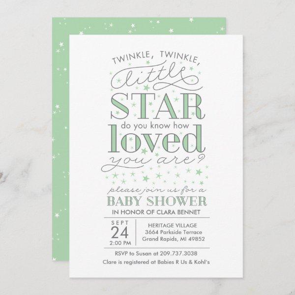 Twinkle Twinkle Star Theme Baby Shower Mint Green