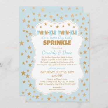 Twinkle Twins Baby Sprinkle, twin boys baby shower Invitation