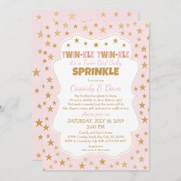 Twinkle Twins Baby Sprinkle, twin girls shower Invitation
