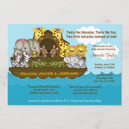 TWINS Noah's Ark Baby Shower Invitation