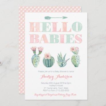Twins or Joint Baby Shower Party with Succulents