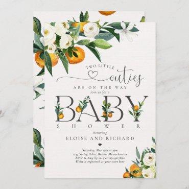 Twins Two Little Cutie On The Way Baby Shower  Invitation
