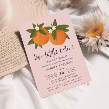 Two Little Cuties Orange Twin Baby Shower Pink