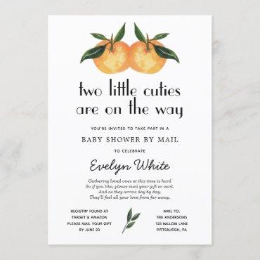 Two Little Cuties Twin Baby Shower by Mail Invitation