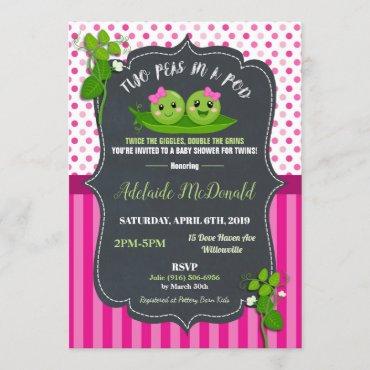 Two Peas in a Pod Baby Shower Invitation for Twins