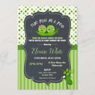 Two Peas in a Pod Baby Shower Twins Girl and Boy Invitation