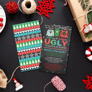 Ugly Sweater Christmas Baby Shower Books For Baby Enclosure Card