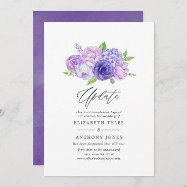 Ultra Violet Watercolor Floral Wedding Update Invitation