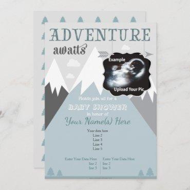 Ultrasound Adventure Mountain Baby Shower Invite