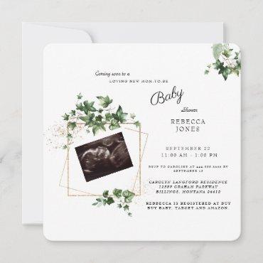 Ultrasound Coming Soon Baby Shower Square Rounded Invitation