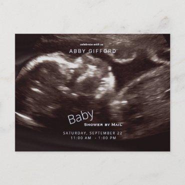 Ultrasound Photo Baby Shower by Mail Blue Invitation Postcard