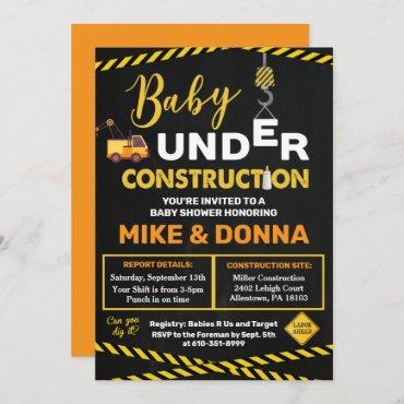 Under Construction Baby Shower Invitation
