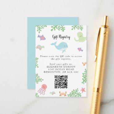 Under the Sea Baby Shower Gift Registry QR Code Enclosure Card