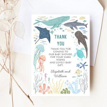 Under The Sea Boy Baby Shower Thank You Card