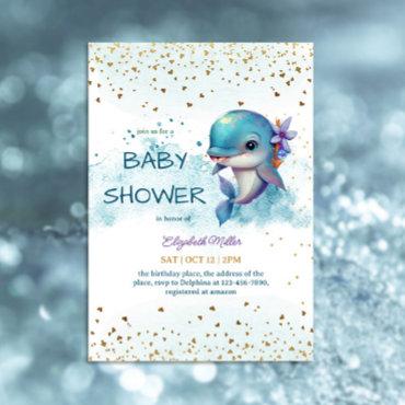 Under the Sea Cute Dolphin Baby Boy Shower