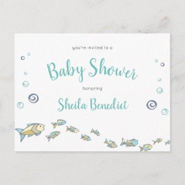 Under The Sea Cute Ocean Baby Shower Invitation Postcard