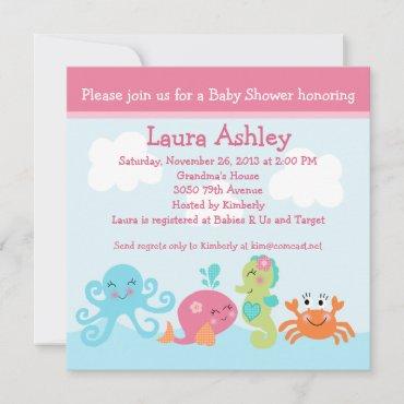 Under the Sea life/Girl Baby Shower Invitation