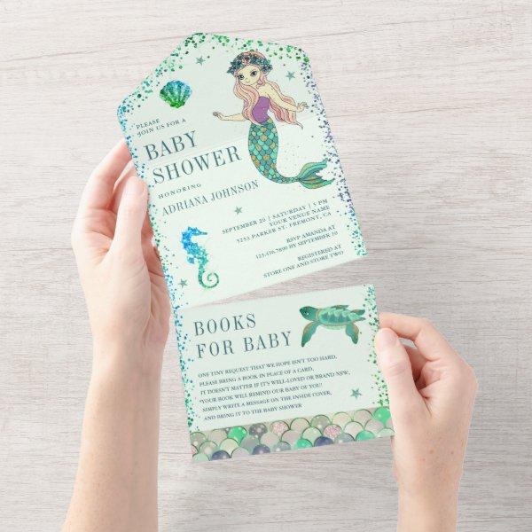 Under the Sea Mint Green Mermaid Baby Shower All In One