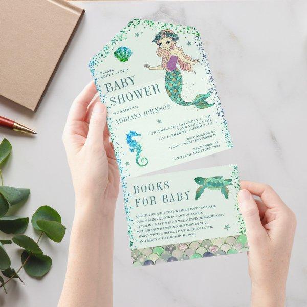 Under the Sea Mint Green Mermaid Baby Shower All In One