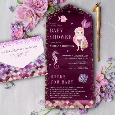 Under the Sea Pink Purple Mermaid Baby Shower All In One