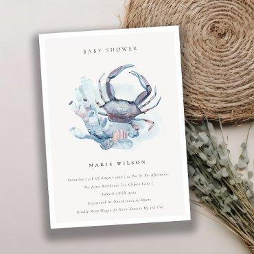 Underwater Crab Coral Costal Baby Shower Invite